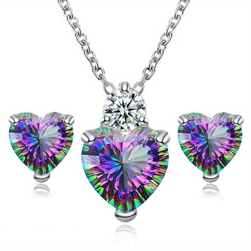 TEMU Exquisite And Fashionable Heart-shaped Necklace, Earrings, Elegant Temperament, Light Luxury Necklace, Jewelry, Wedding, Birthday, Christmas Party Gifts