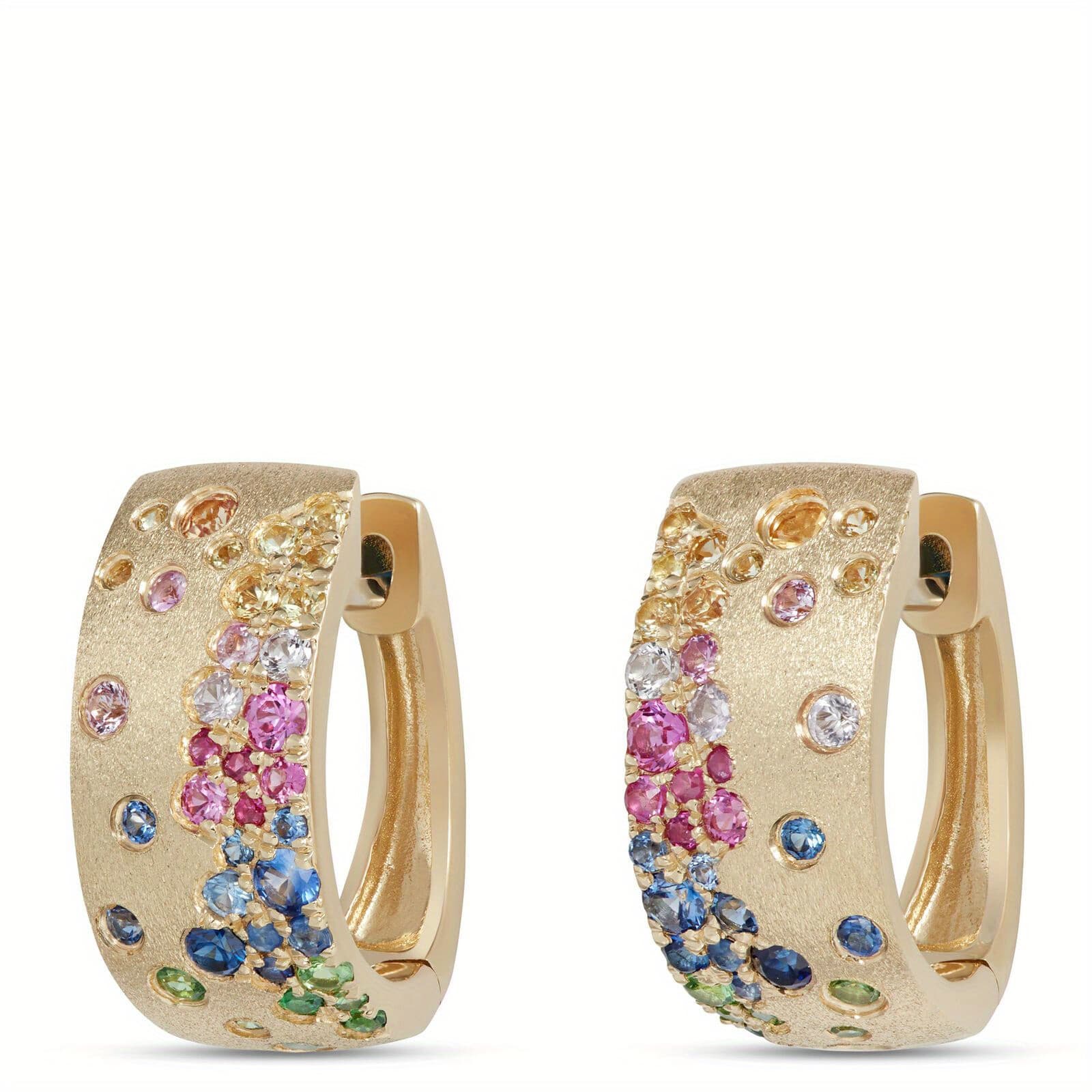TEMU Fashion Synthetic Multicolor Synthetic Zirconia Hoop Earrings For Women Golden Color Female Party Jewelry Femme Brinco