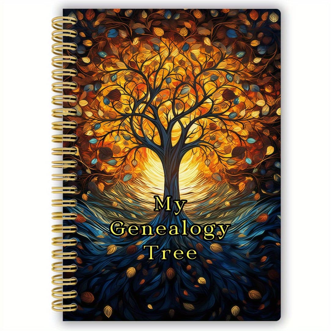 TEMU 1pc 5.5*8.3inch Elegant Family Tree Organizer Notebook - Elegant Blue & Tree Cover, Smooth For , Gift For Christmas, Birthdays, Housewarming