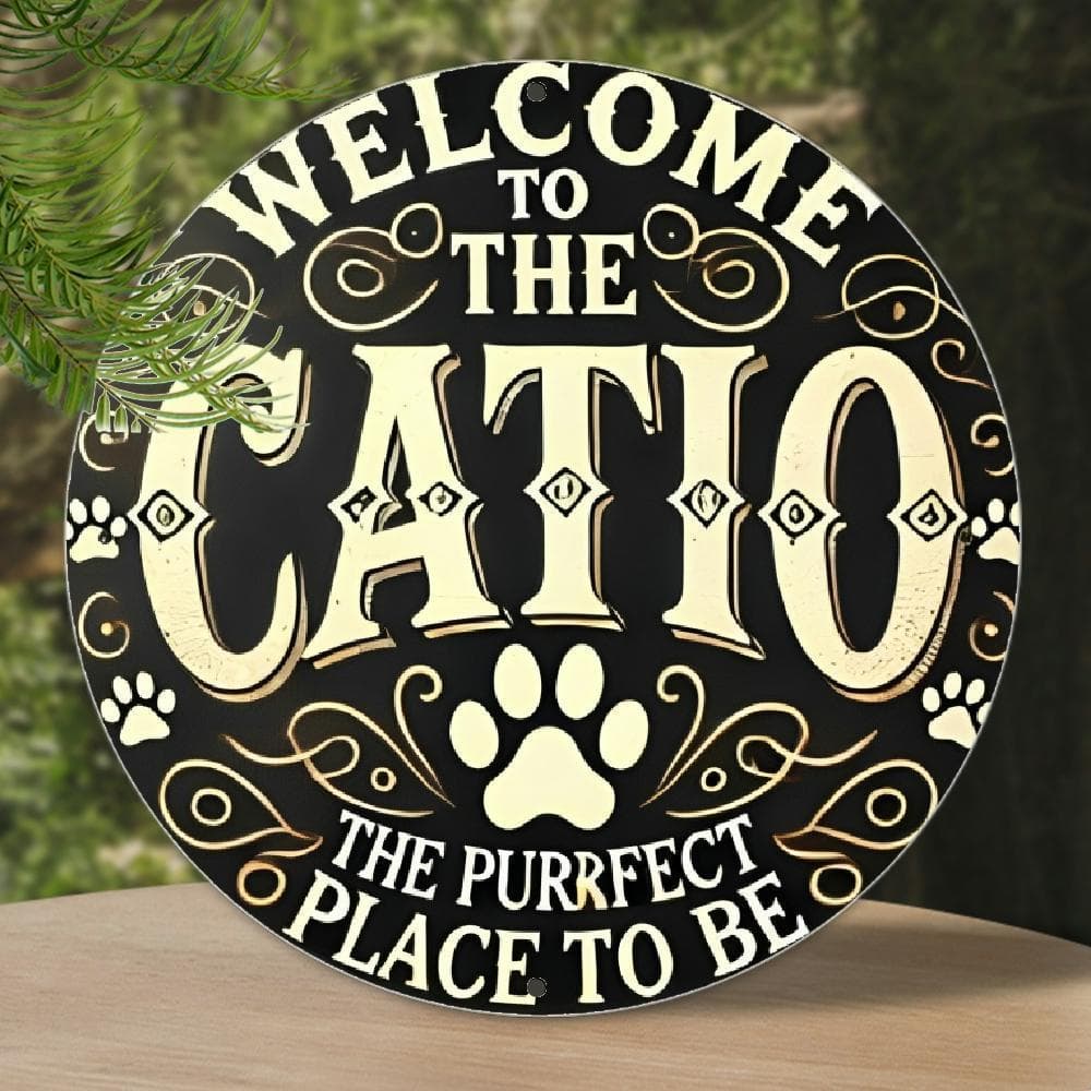 TEMU [rustic Sign] Rustic 1pc "welcome To The " Sign - Round Wall Art For Indoor/outdoor Cat Enclosure - Versatile Home &amp; Garden Decor For Cat Lovers