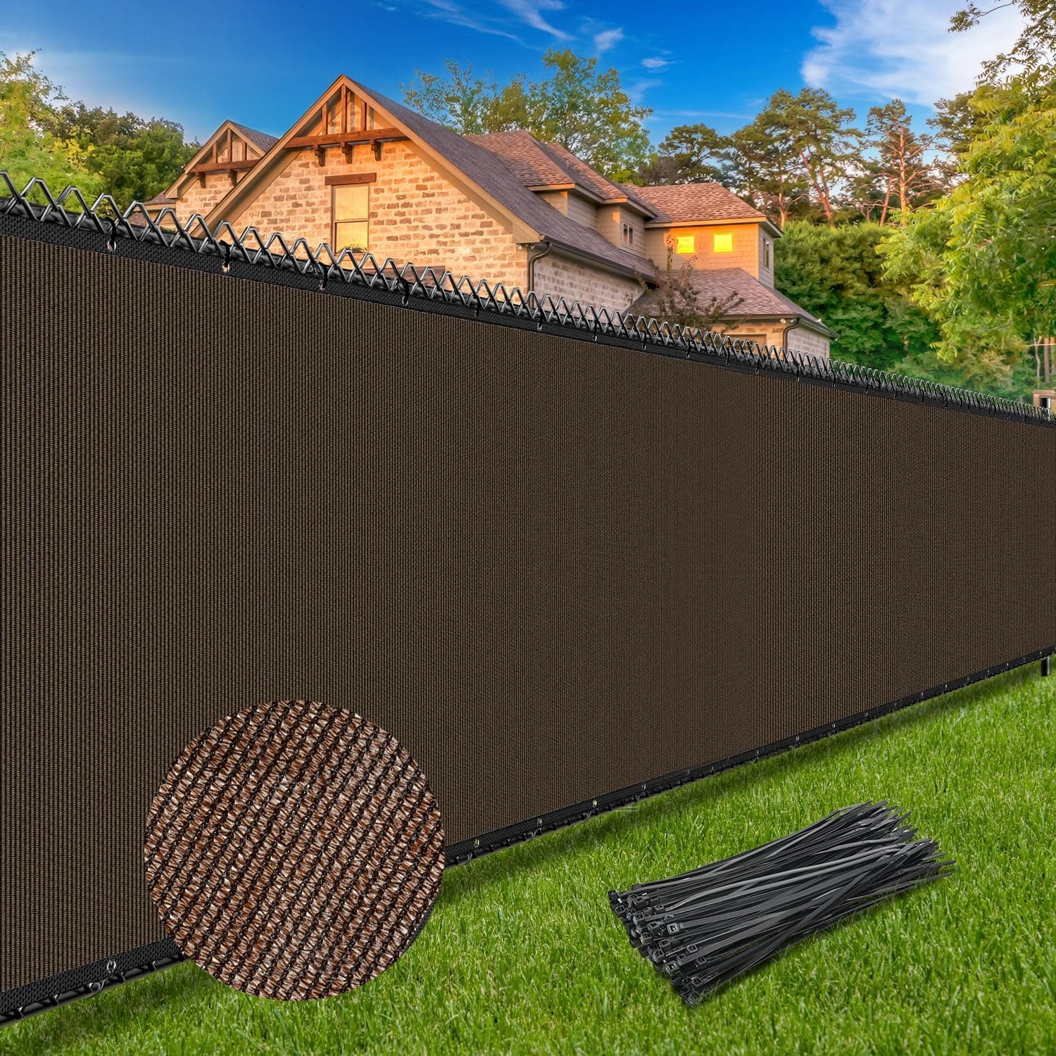 TEMU [2d Flat] Backyard Privacy Fence Cover For Chain Link & Wood Fence, 95% Visibility Block Outdoor Privacy Screen For Patio Balcony Yard, Breathable 170gsm Hdpe Mesh With Reinforced Grommets