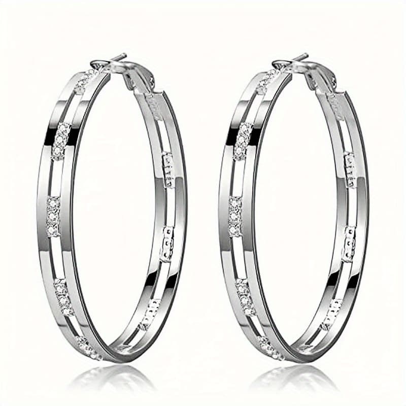 TEMU 1 Pair Women's Fashion Hoop Earrings Micro Pave Synthetic Zirconia Exaggerated Circle Large Earrings Women's Wedding Earrings Vacation Engagement Party Dating Daily Jewelry Additions