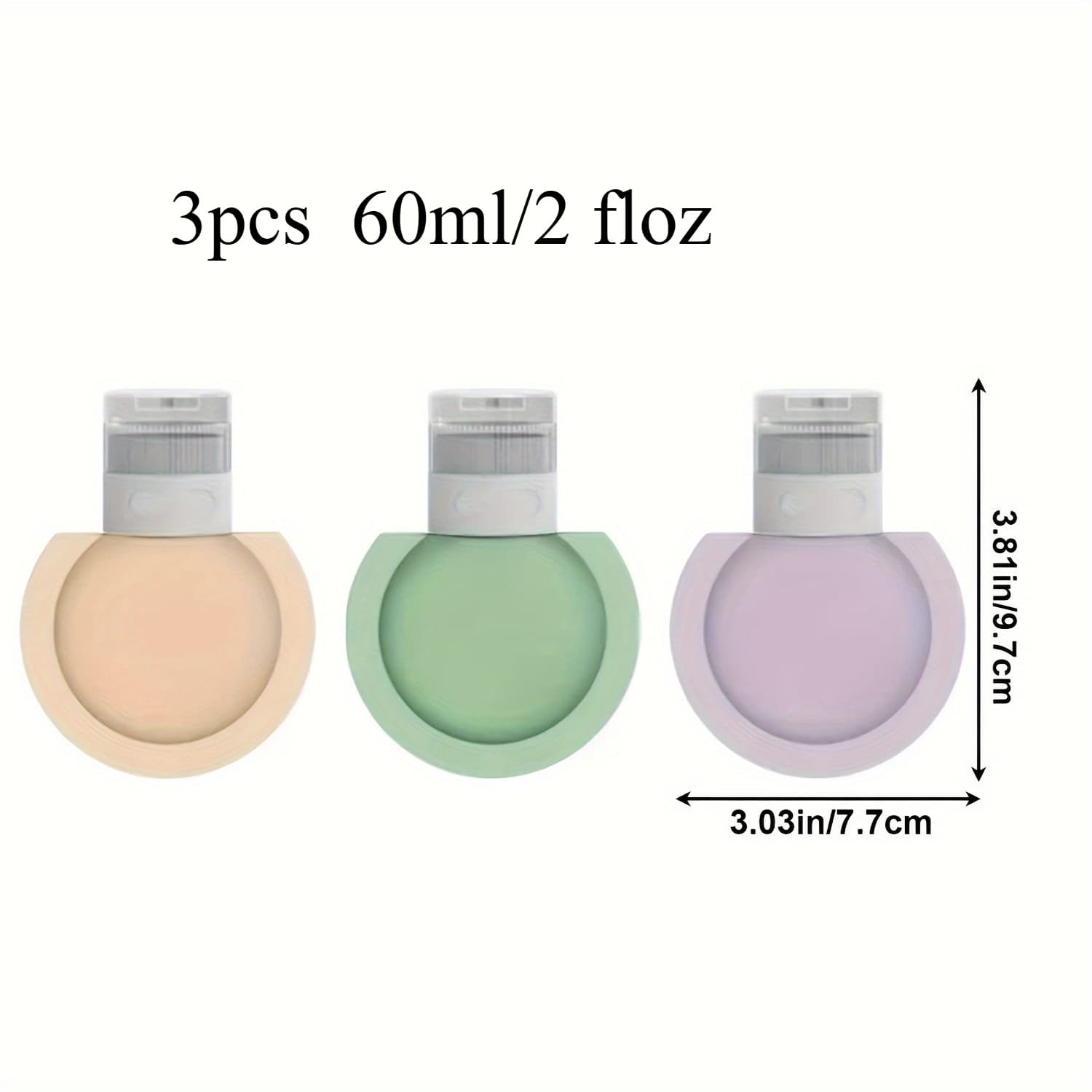 TEMU 3pcs 60ml/2 Silicone Travel Bottles, Portable, Leak-proof, Reusable Small Containers, Fragrance-free, Reusable, Suitable For Shampoo And Shower Gel, Suitable For Travel And Air Travel