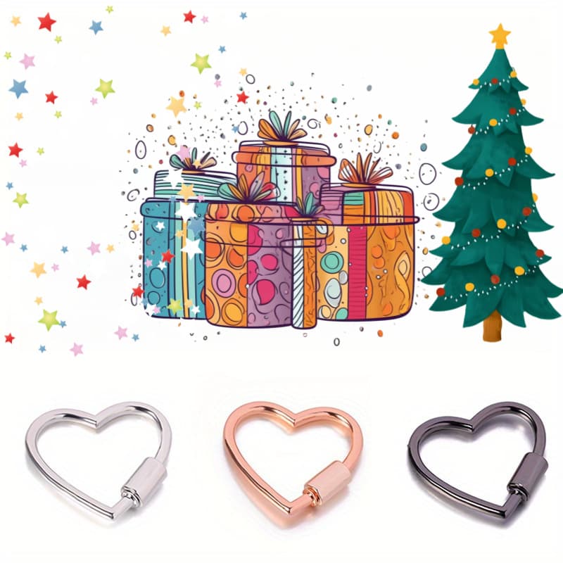 TEMU 3pcs Stainless -shaped Locking Keychain With Turnbuckle Closure - Durable Love Keyring For Jewelry And Accessory Attachment