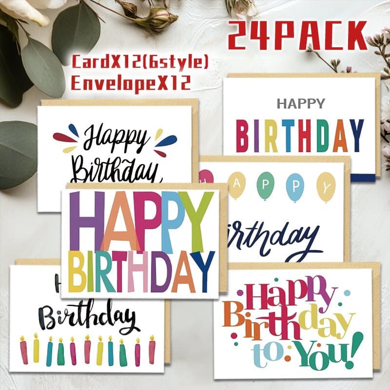 TEMU 24 Sets Of Balloons, Birthday Candles Greeting Cards For , New Year, Weddings Gifts