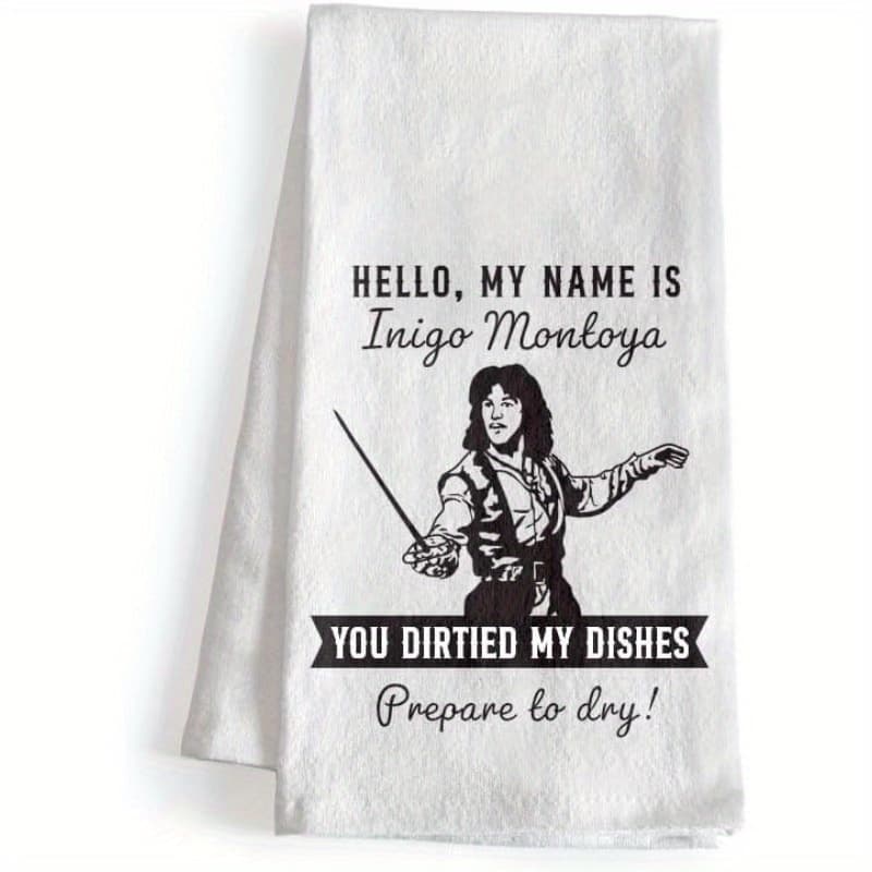 TEMU Of 2 "hello, Monolova" Vintage Kitchen Towels - A Dish Drying Cloth Featuring 's Design, Made From Durable Polyester, Perfect For Fans Of Spanish Films And Themed Gifts.