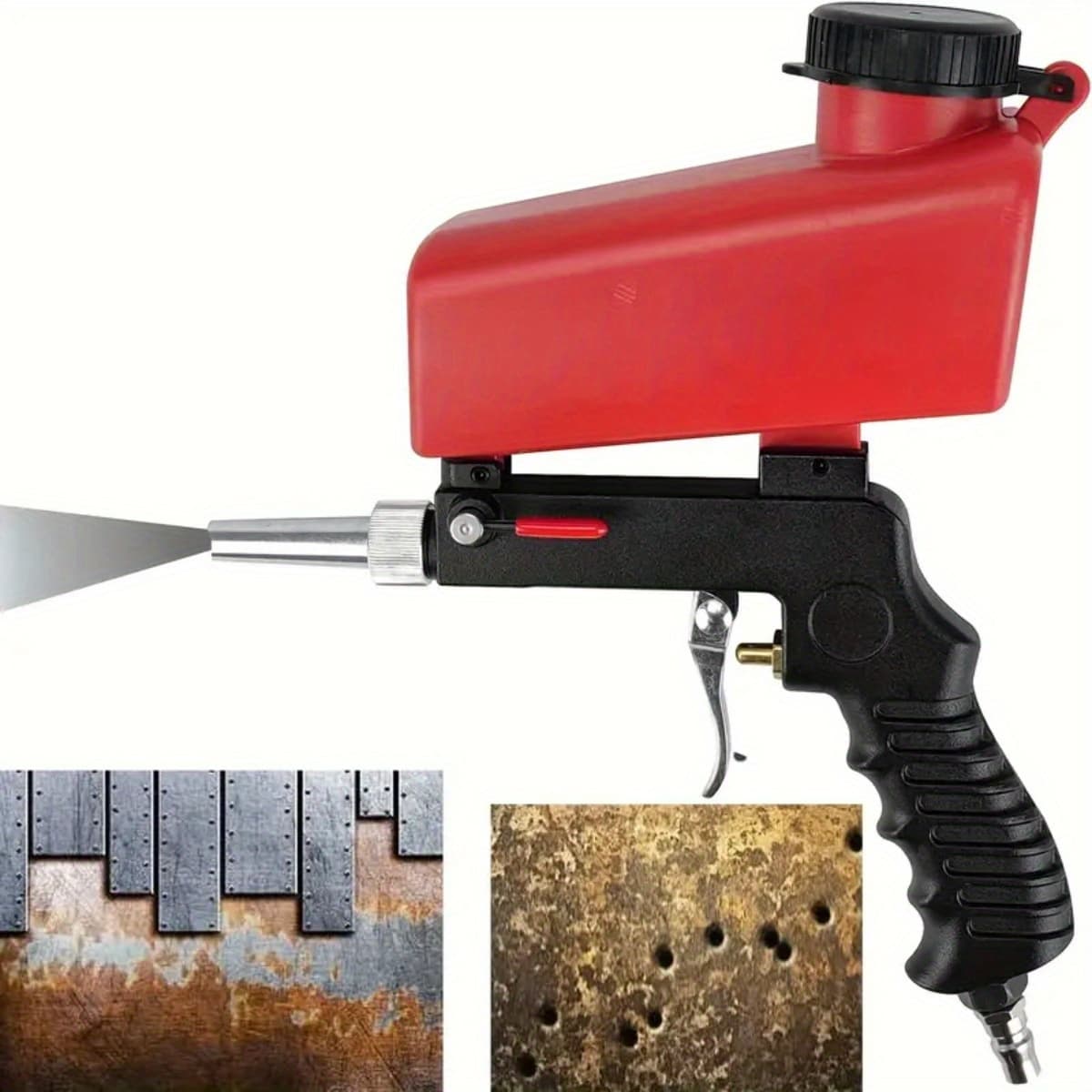 TEMU 1pc 90psi Adjustable Sandblasting Gun, Pneumatic Adjustable Small Air Blasting Derusting Sandblasting Sand Removal Blasting