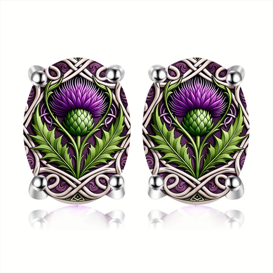 TEMU 2pcs Thistle Earrings Floral Earrings Nature Earrings Plant Earrings Jewelry Accessories Unique Jewelry Christmas Gifts Valentine Gifts Everyday Gifts Easter Gifts