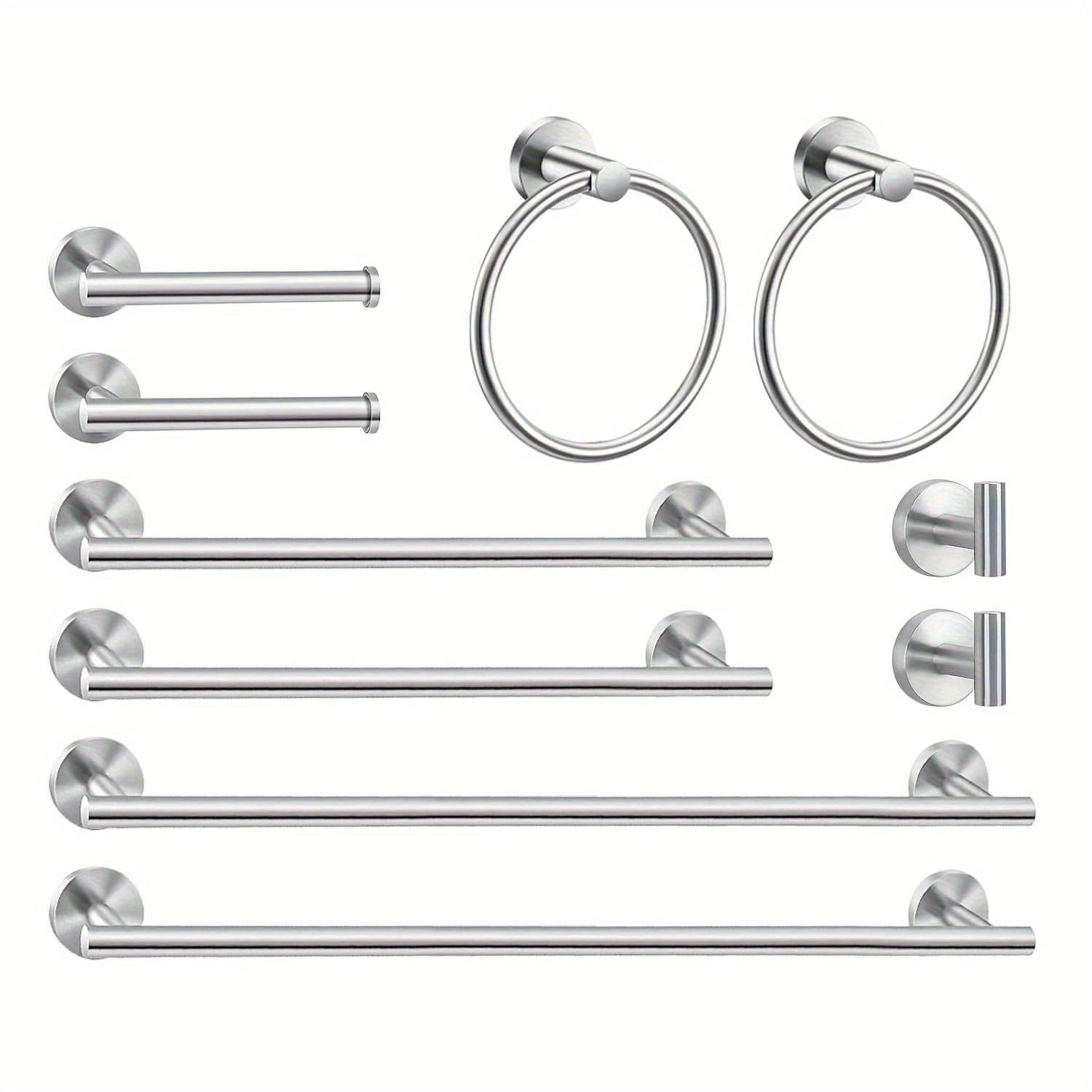 TEMU 10pcs Bathroom Hardware Set, Including 16" Hand , Toilet Paper Holders, Towel Rings, Robe Towel Hooks