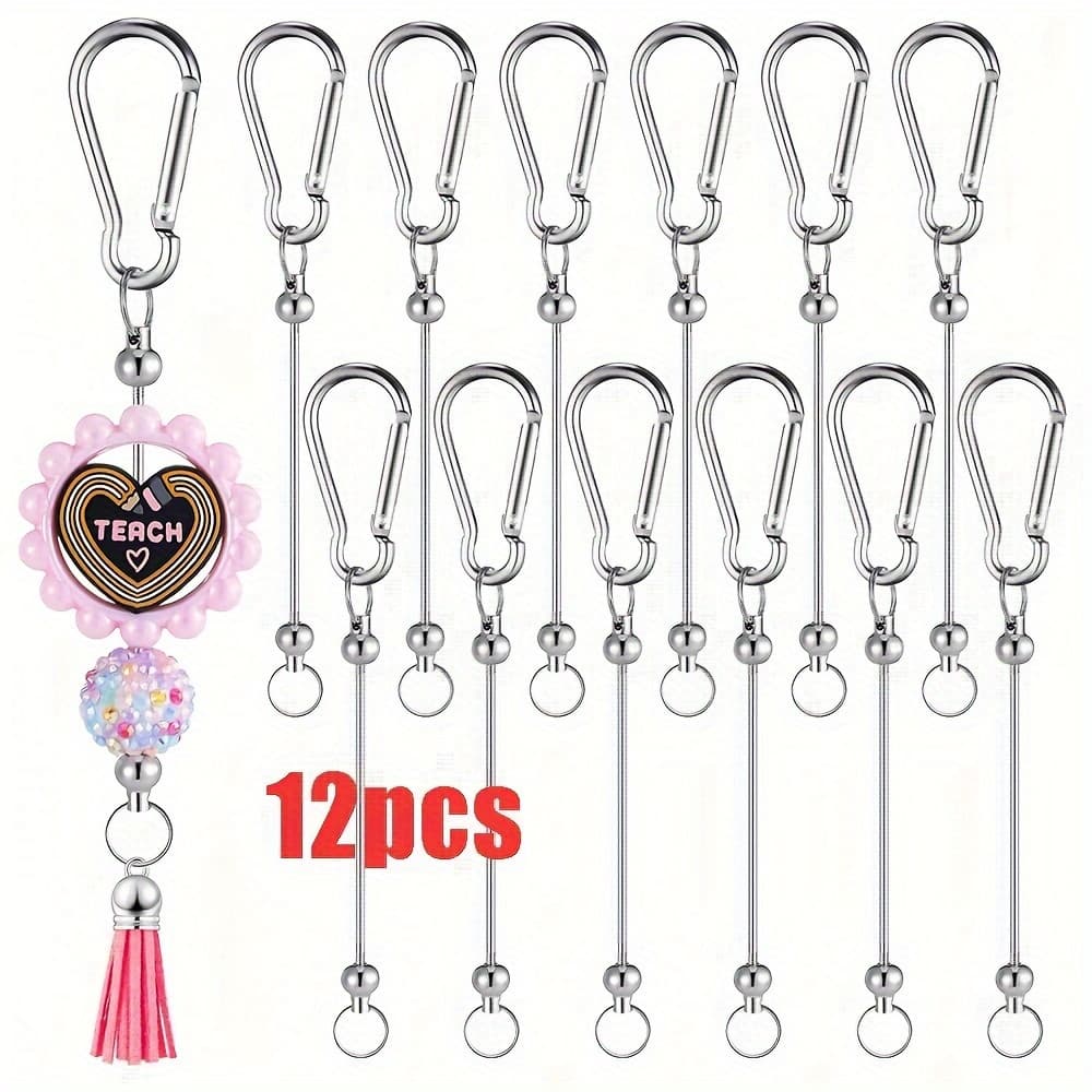 TEMU 12 Diy Beaded Keychains In Silvery