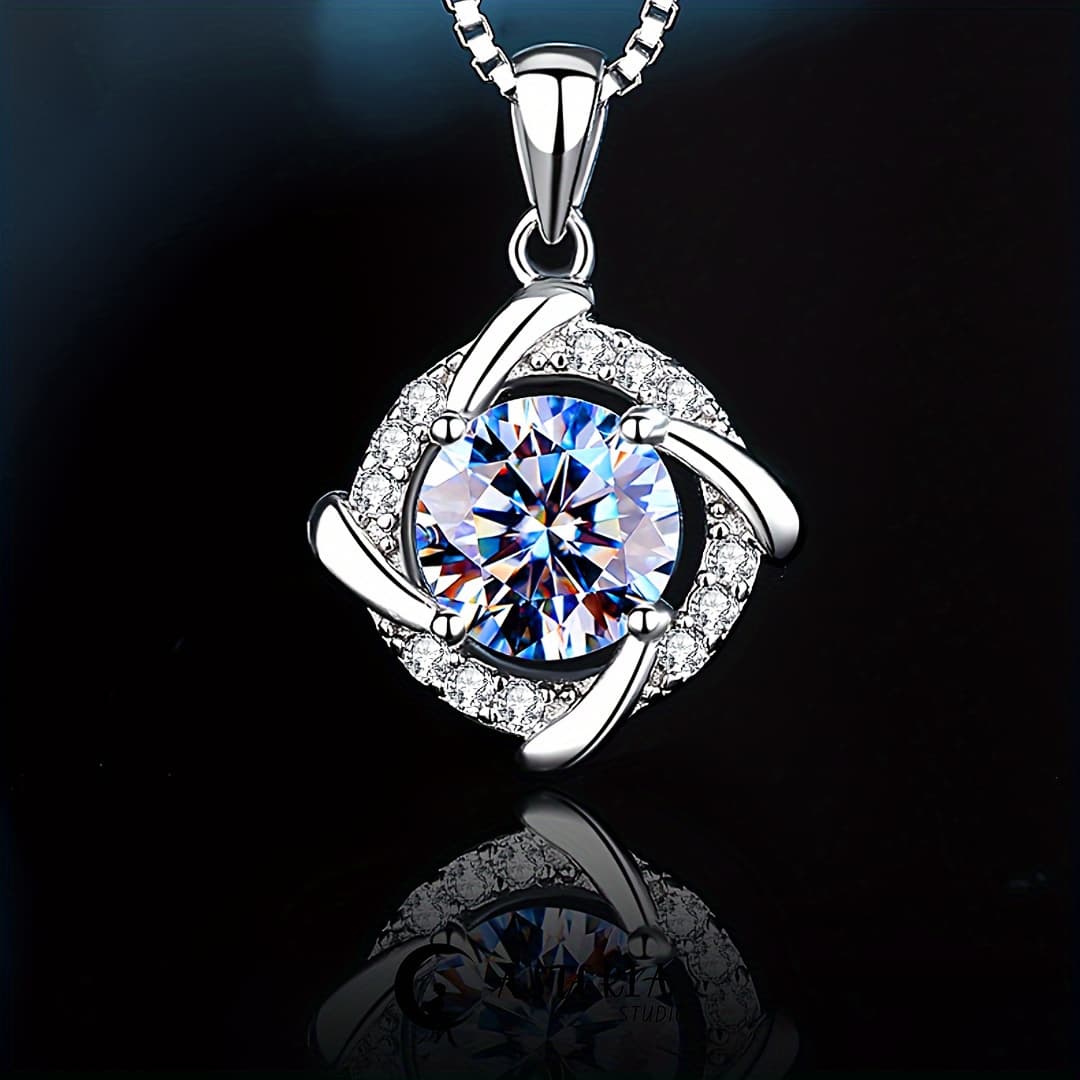 TEMU Easter Gift, Easter Present, Easter Ornament, 925 Silvery 0.8ct Moissanite Windmill Necklace, Fashionable Shiny Pendant, Sparkling Valentine's Day, , Graduation, Birthday, Gift