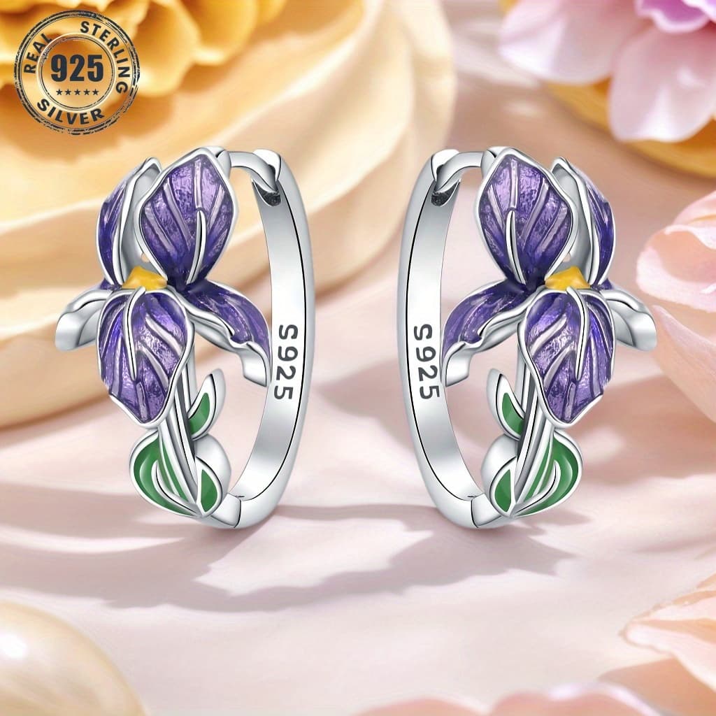 TEMU 1 Pair S925 Sterling Silver For Allergy-proof Iris Earrings, Sport & Holiday Celebration Jewelry For Women, Suitable Daily Occasion, Holiday, Lovers, Frnieds, For All Season Wear, Women Gift