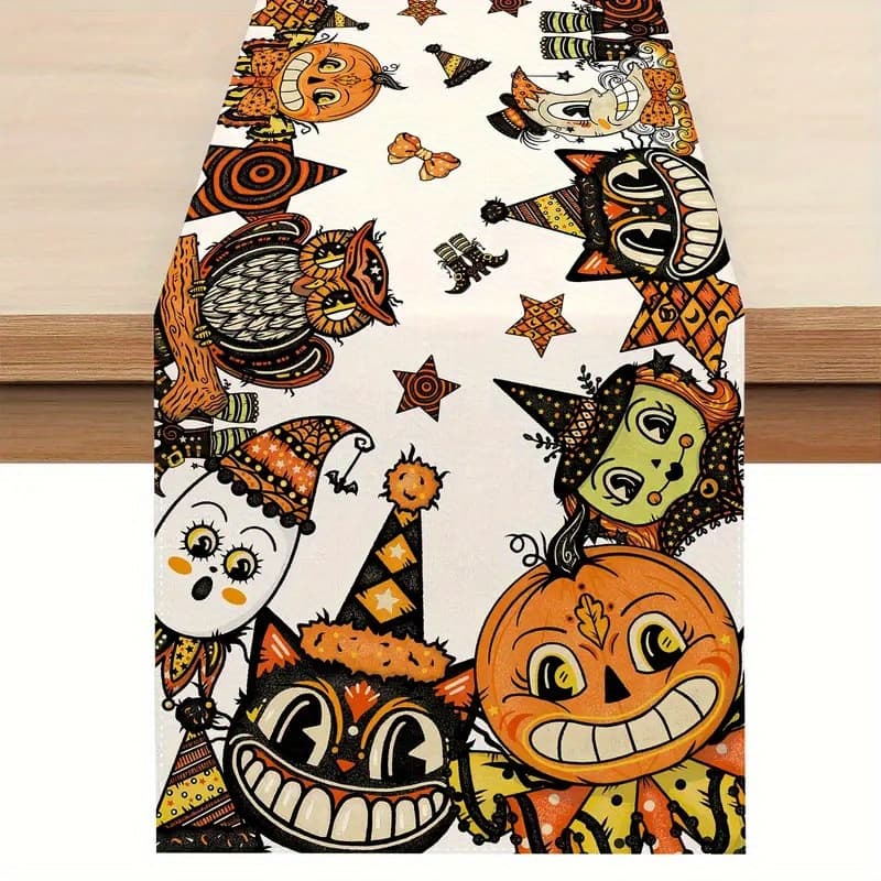 TEMU 1pc, Halloween Patterned Table Flag, Suitable For Home Kitchen Decoration, Home Decoration, Fairy Tale Themed Parties, Children's Holiday Decoration.