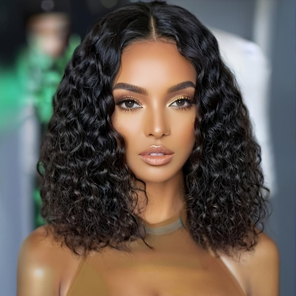 TEMU Brazilian Curly Short Wig - No Glue Closed, Soft Breathable Synthetic Hair Wig Suitable For Daily Wear,, Parties - Light Beige Tones & Look, Styling (no Adhesive Needed)