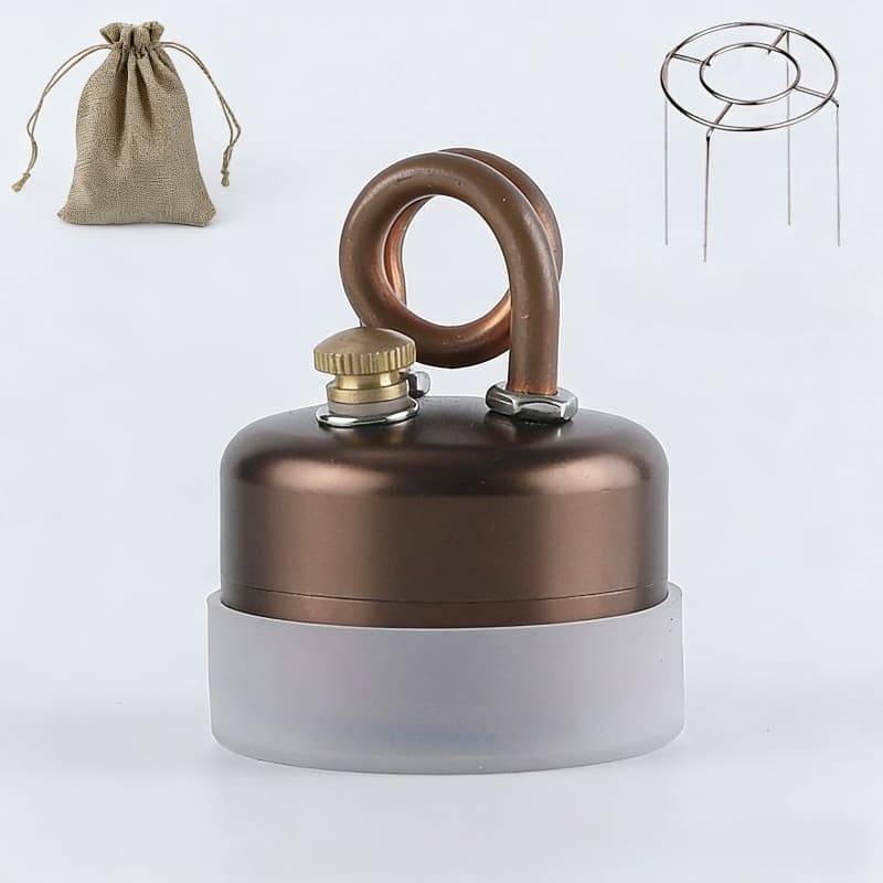TEMU A Single Ultralight And Portable Alcohol Stove Made Of Aluminum Alloy, Featuring A Vintage , Wind-resistant Construction With A Small Burner Head, Comes With A Storage Bag And Stand