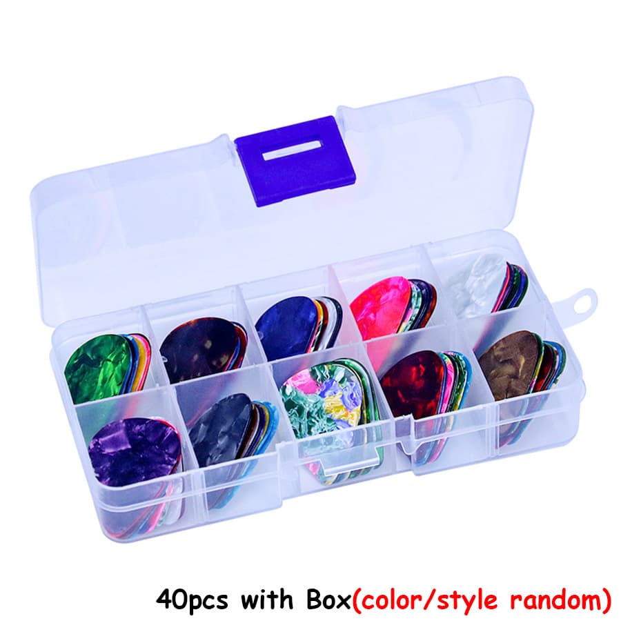 TEMU 40pcs Colorful Celluloid Guitar With 1pc Storage Box, Random, Plectrums For Acoustic, Electric, Guitars, Thickness Assorted Picks