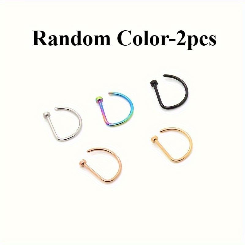 TEMU Random Color 2pcs Non Nose Ring, Fashionable Punk Hip-hop Nose Clip, Body Accessory, Fake Nose Ring