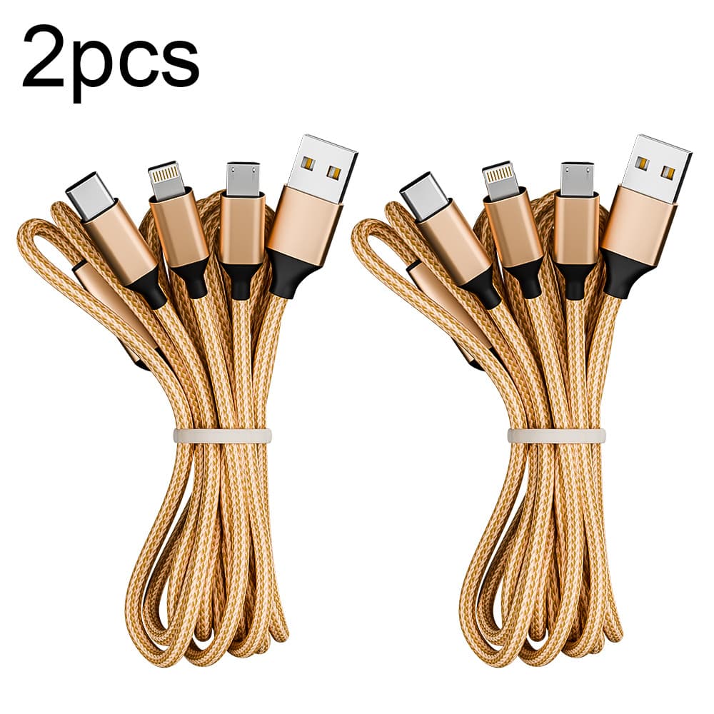 TEMU Jogrytece Charge Cable, 2pcs 3-in-1 Nylon Braided Usb Fast Charging, Multi Charge Cable For Multiple Type-c, Micro Usb, Ip Port For Most Of Phones