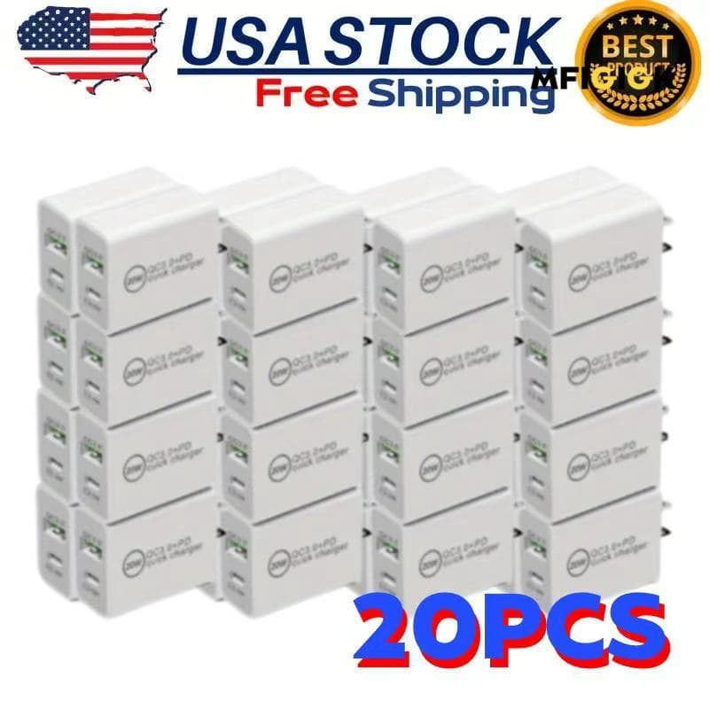 TEMU Mfiglgk 20pcs [20w Fast Charger] 20w Qc Fast Charger Block, 20x For Iphone Usb Type C Wall Power Adapter