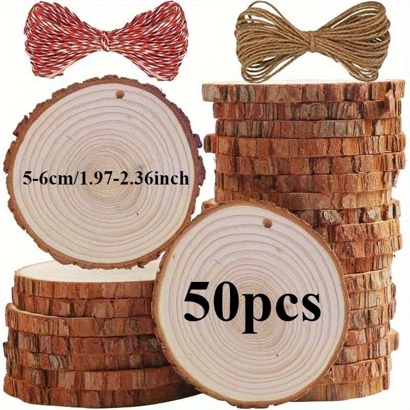 TEMU 15/20/25/30/50pcs Wooden Circle - Hanging Center Hole - For Christmas Decoration, Coasters, Tags, Party Gifts - Painting Crafts, Diy Projects - Craft Supplies