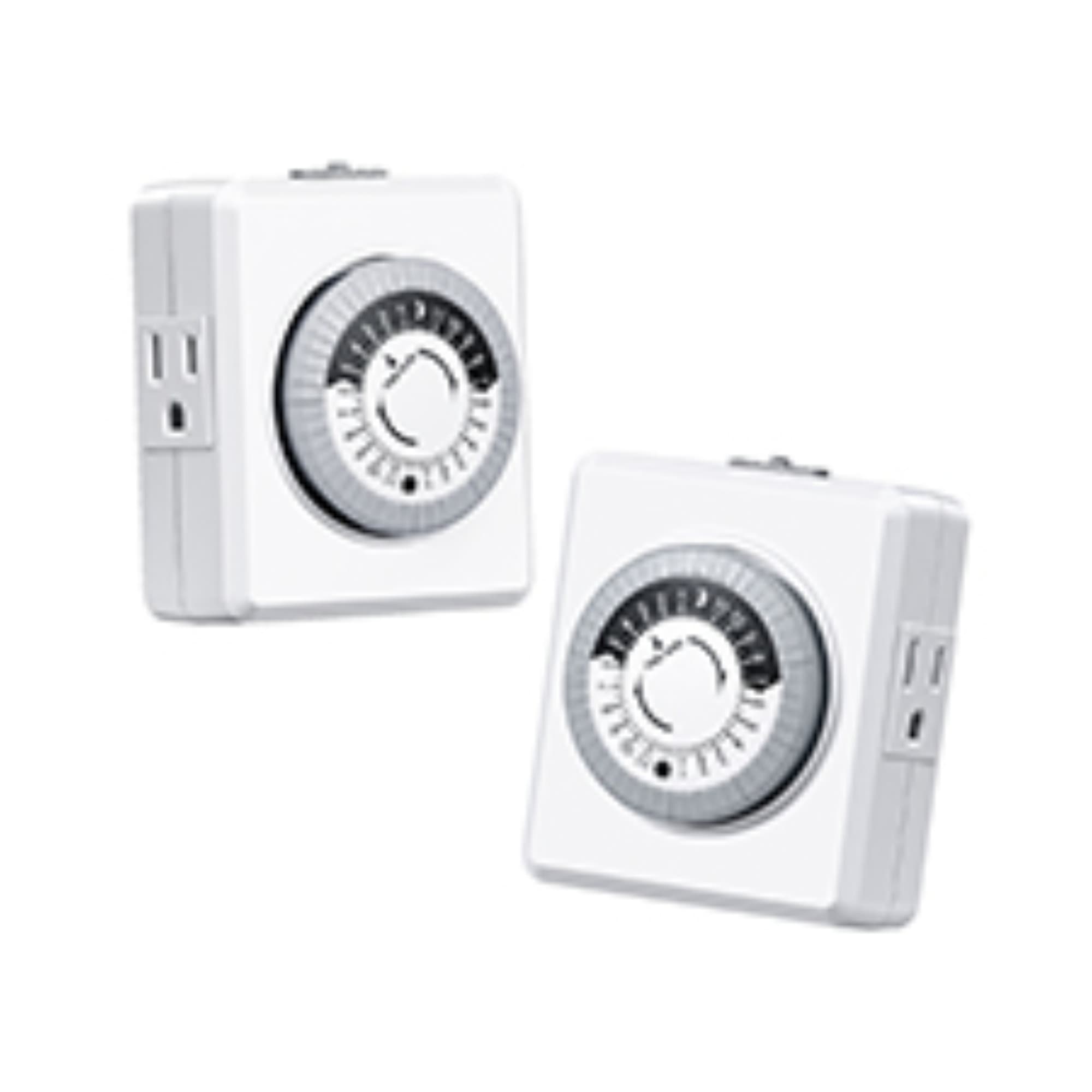 TEMU 2 Pack Plug-in Mechanical Timer | 24-hour Cycle Indoor Outlet Timer, , Dual 3-prong Outlets 125v 15a, 3/4hp, Perfect For Room Lights, Lamps And Home Appliances
