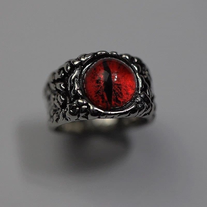 TEMU "adjustable Open Band Gothic Ring - Retro Hip Hop Unisex Jewelry With Eyeball Design, Dark Tone Statement Ring For "