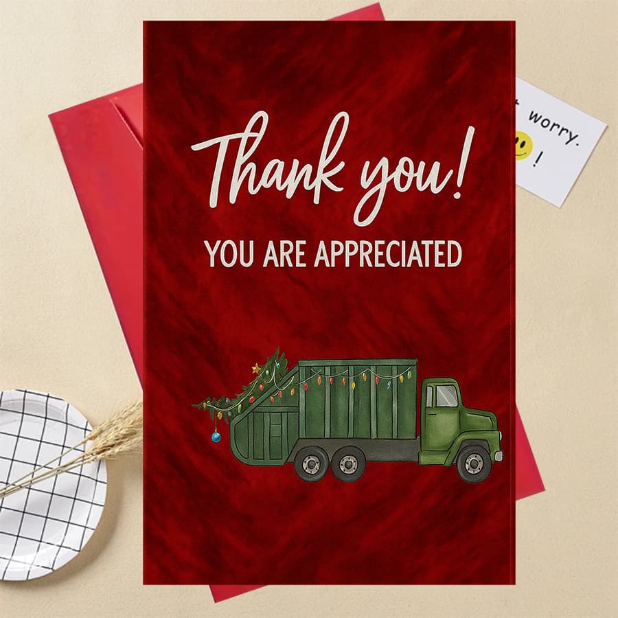 TEMU 1pcthank You Appreciation Card For Coworkers Garbage Truck Holiday Theme Perfect Gift For Staff Team Volunteers Support Workers