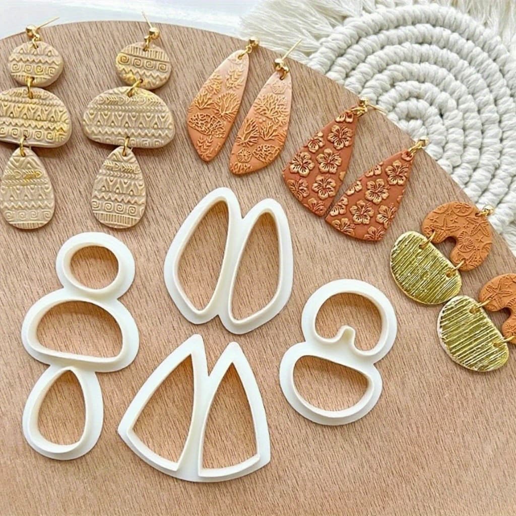 TEMU 4pcs Basic Geometric Polymer Clay Cutter Earrings Jewelry Pendant Making Ceramic Pottery Clay Cutting Mold Hand Tools