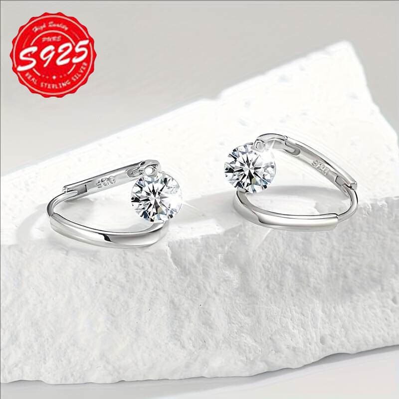 TEMU A Pair Of Elegant S925 | Luxurious And Stylish Women's Earrings With Irregular Geometric Shapes, Set With Sparkling Synthetic Zirconia, Perfect For Anniversaries And Birthdays