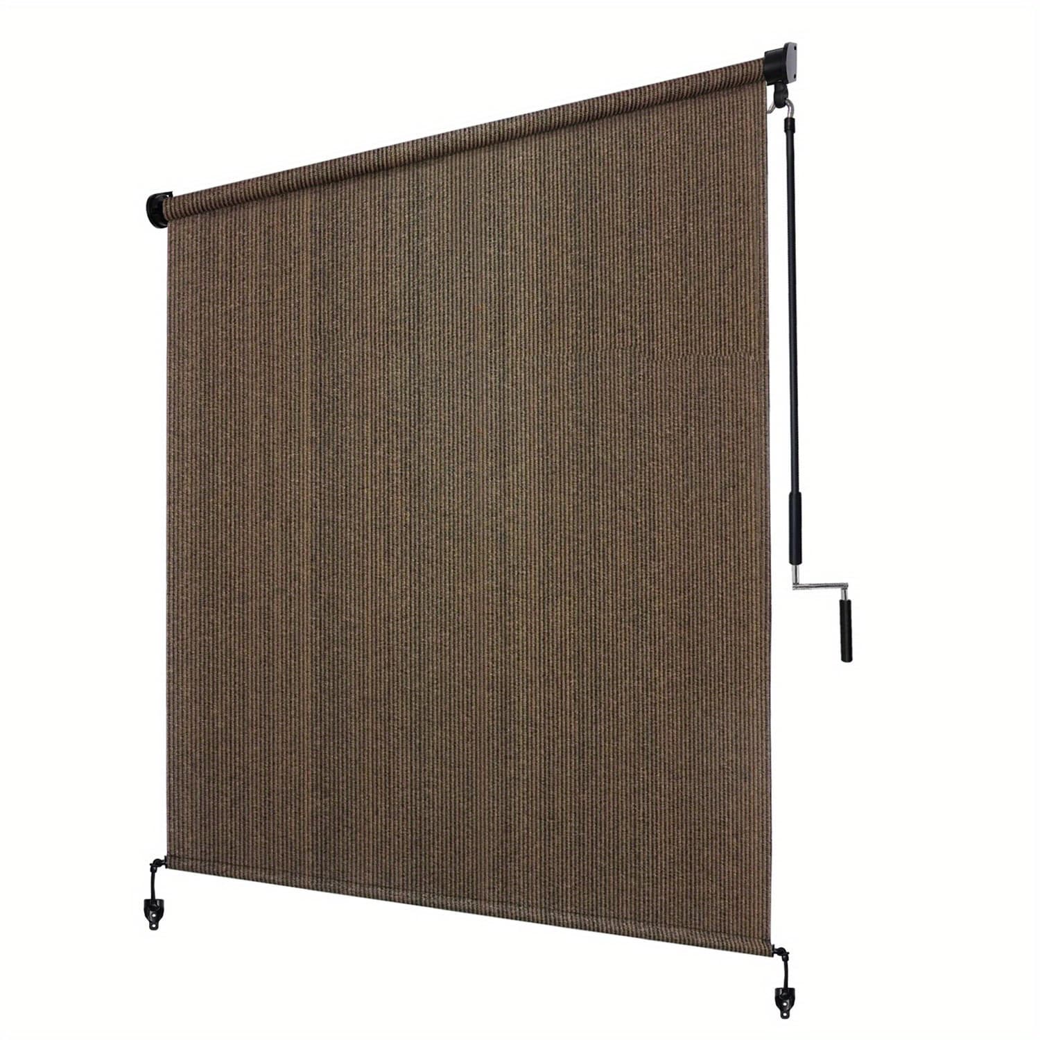 TEMU Outdoor Roller Shades With Splicing Design, Cordless Patio Roll Up Blinds, Exterior Shade Cloth Roll Shade For Patio