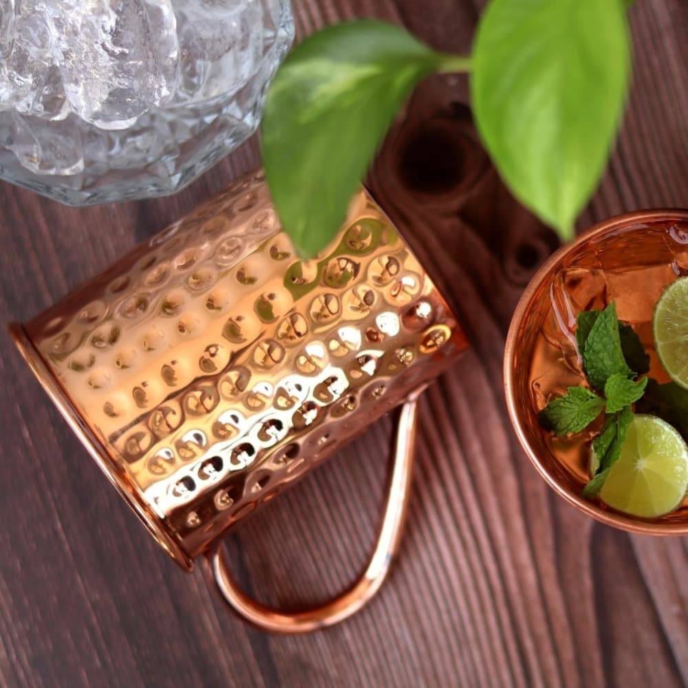 TEMU Pure Copper Water Cup Handmade Thick Copper Classic Hammer Pattern Liner Pure Copper Material Sturdy And Durable Home Office Health Retro