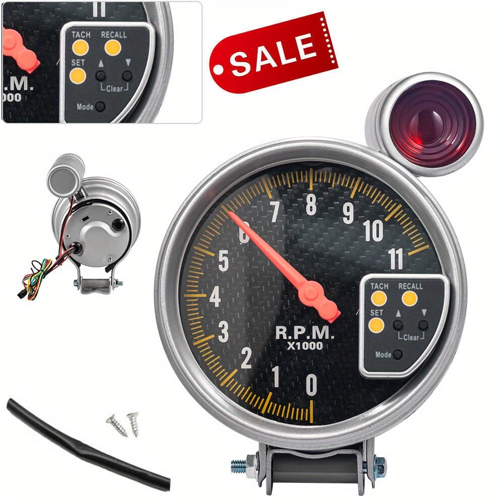 TEMU 5" Carbon Style Face Tachometer Gauge+shift Light 11k Rpm Durable