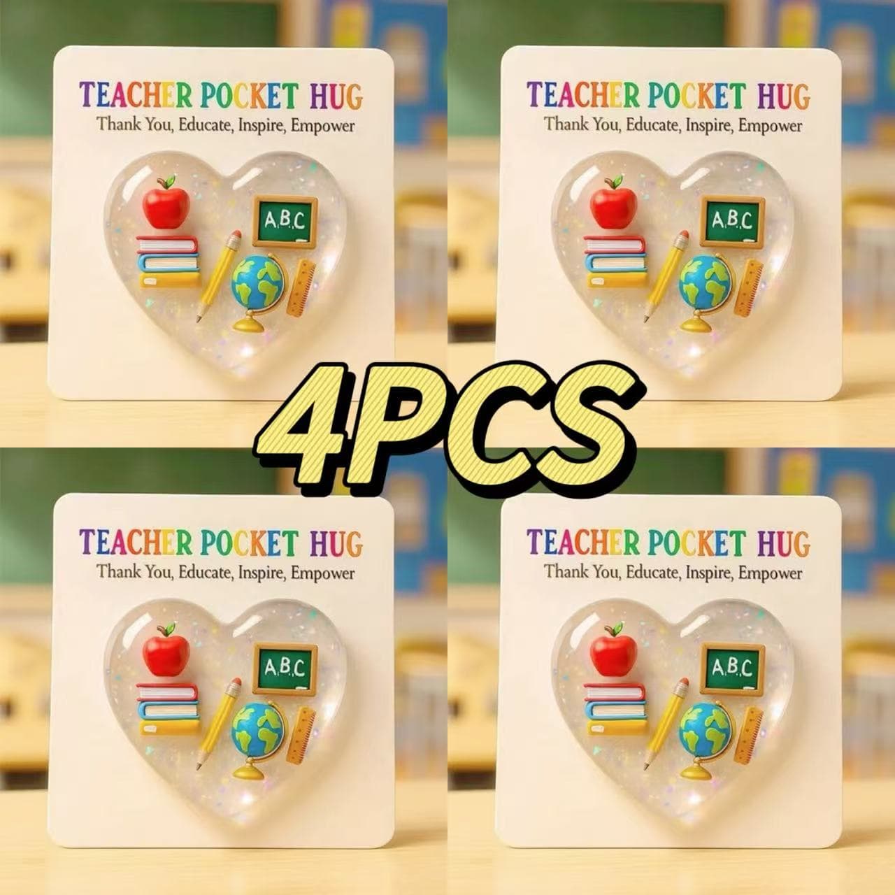 TEMU 4pcs Teacher Appreciation Cards - Ocean-themed Pocket Hug Tokens With Marine Decorations ( Fish), Multicolor Paper Gifts Suitable For Teachers & Students, New Year Gifts, Souvenirs