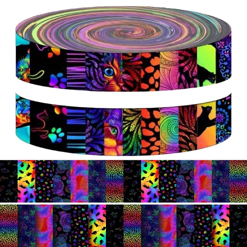TEMU 40pcs 6.35 X 50cm (2.48 X 19.7in) Series Long Strip Quilted Fabric, Craft Materials, Featuring A Set With Patterns, Pre-cut Craft Supplies For Doll Clothing And Sewing Enthusiasts