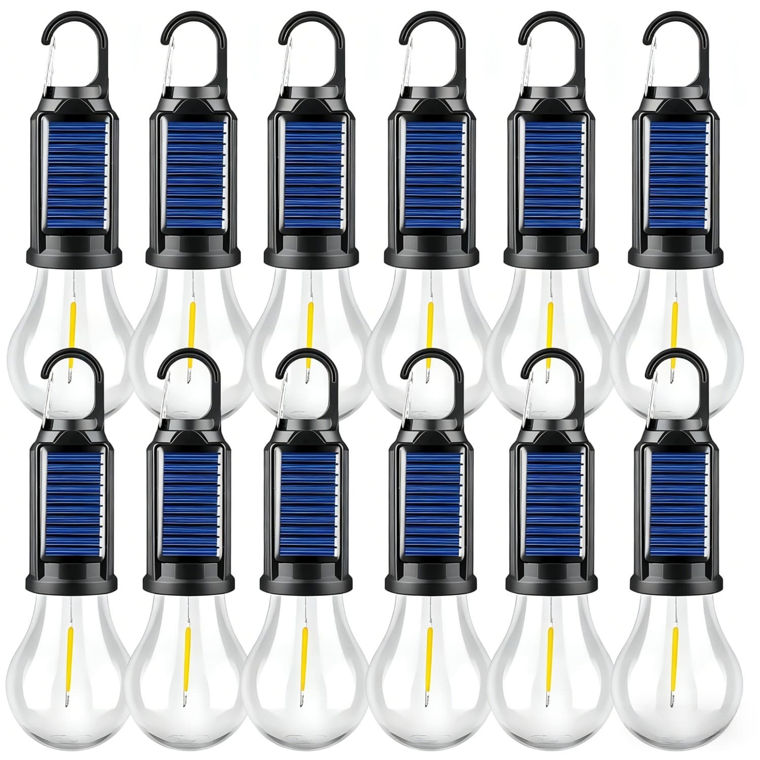 TEMU 12 Packs Solar Tent Camping Lantern Rechargeable, Portable Led Outdoor Emergency Lanterns With 3 , Hanging Tent Light Bulbs With Clip Hook For Camping Hiking Hurricane Outages