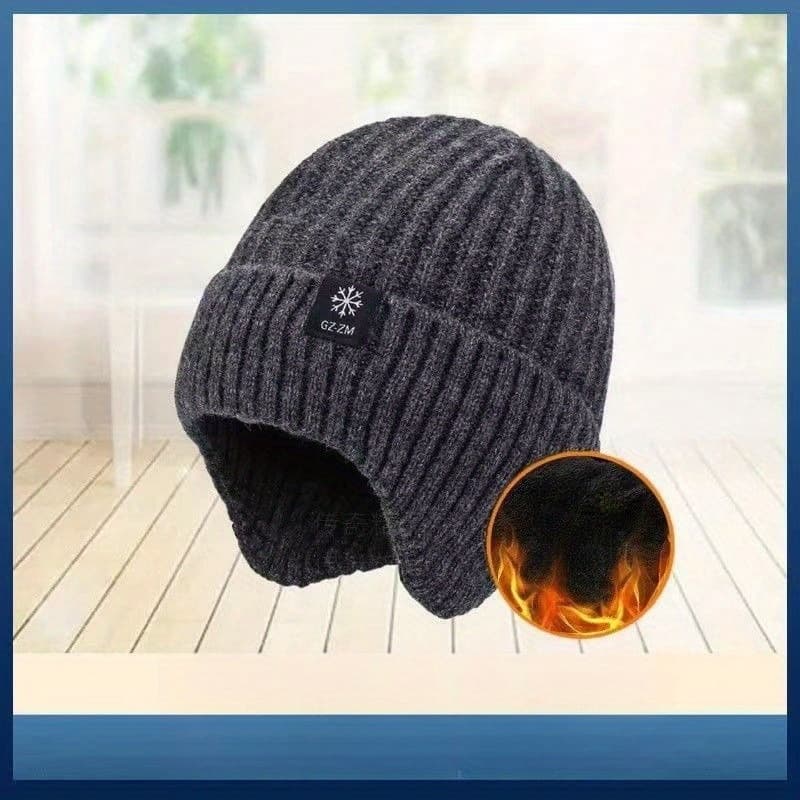 TEMU Men's Warm Hat With Ear Protection - Spacious And Cozy For Mature Adults