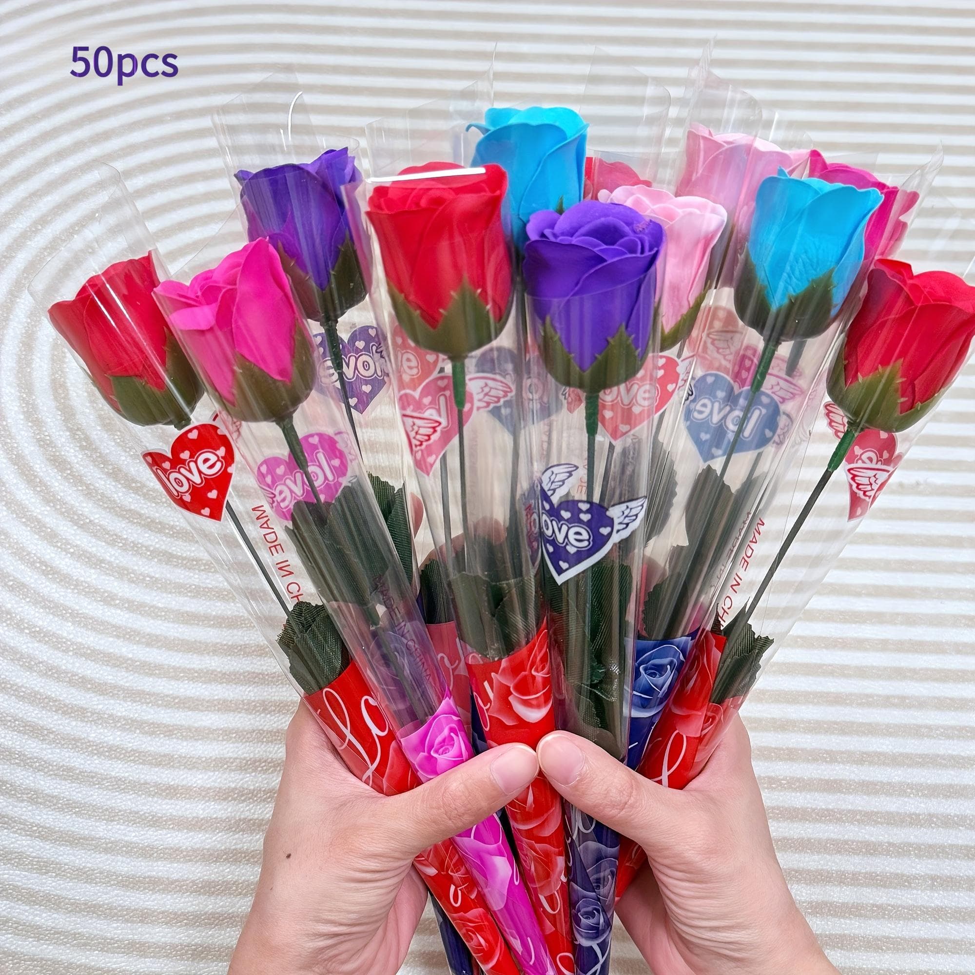 TEMU This Bouquet Of 50 Artificial Roses, Made From , Is Ideal For Occasions Like Valentine's Day, , Weddings, Birthdays, And Home Decor. An Option For Festive Gifts Or For Romantic