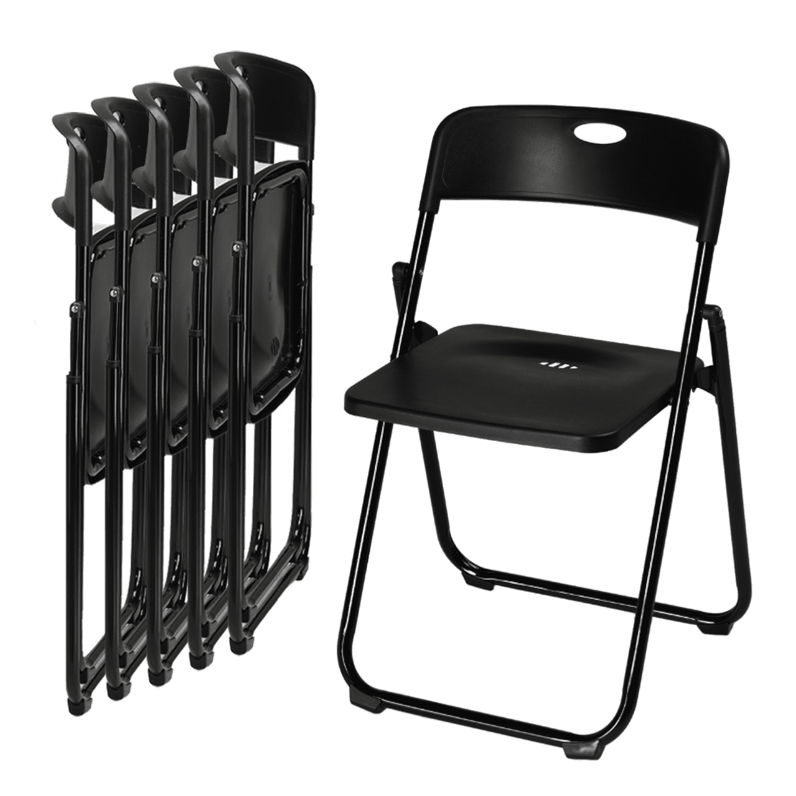 TEMU 4/ 6pcs Plastic Folding Chairs, Stackable Commercial Chairs, Portable Event Seats Indoor Outdoor For Home Event Party Picnic School Wedding, Black