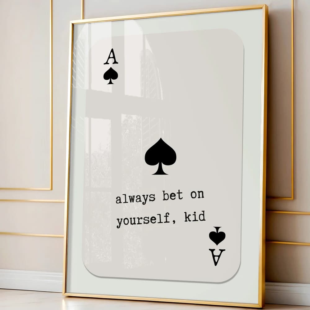 TEMU 1pc Canvas Art Print - Modern Vintage Wall Decor With " Bet On Yourself, Kid" Quote - Unframed Poster For Bedroom, Living Room, Dorm, Or Office