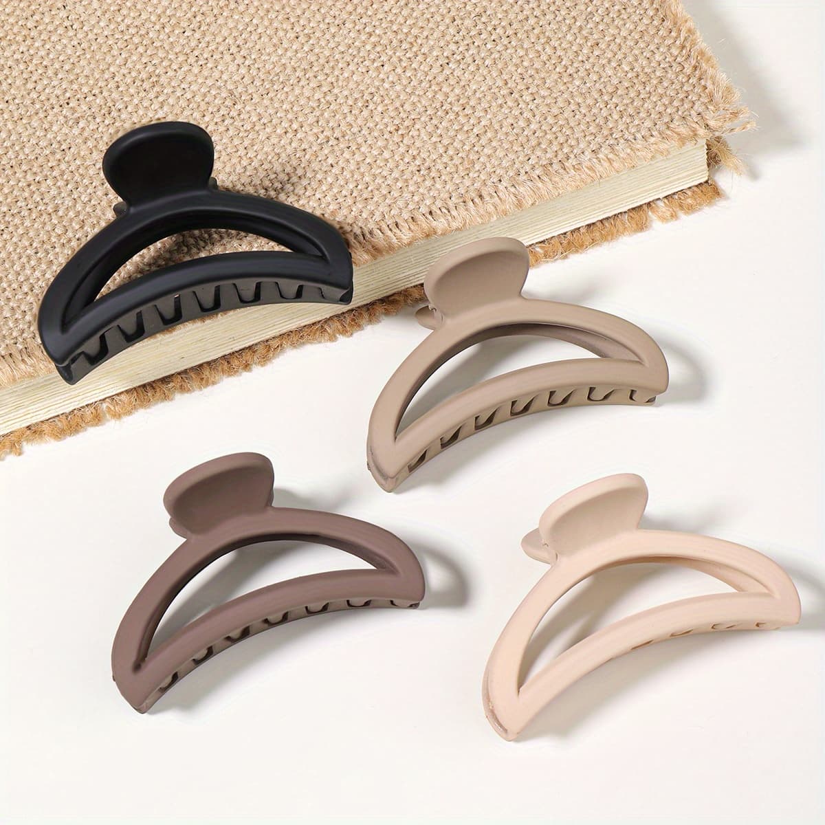 TEMU 4pcs Matte Half Round Hair Claw Clips - Small Non-slip Ponytail Hair Clips For Women - Elegant Solid Color Hair Additions