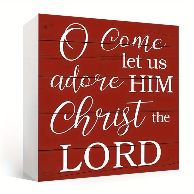 TEMU Merry Christmas - Red Farmhouse Style Acrylic Sign, Decor, Festive Tabletop Or Shelf Accessory