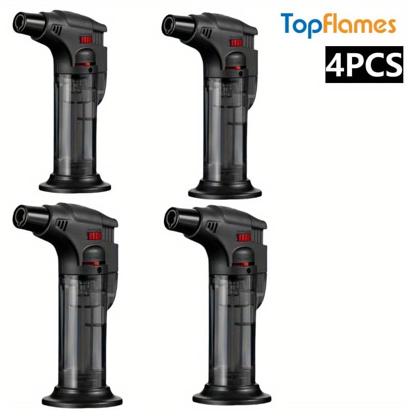 TEMU (butane Not Included) 4pcs Butane , Portable Windproof Jet Flame Design, With Butane Gas, Used For Outdoor Camping, Barbecue, Candles, Aromatherapy Ignition Tools, Without Battery