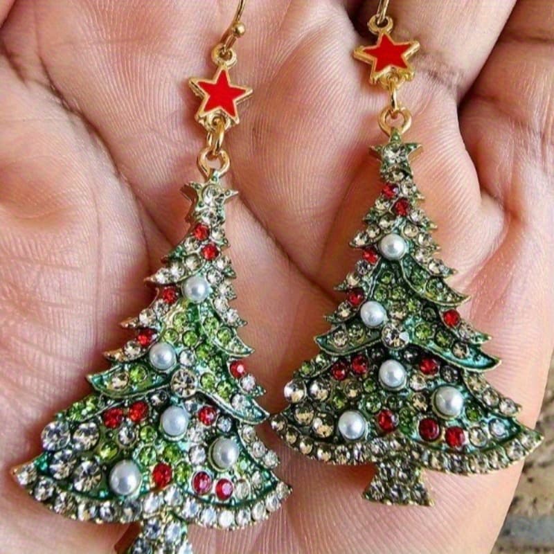 TEMU 1 Pair Of Handmade Christmas Tree Earrings, Hypoallergenic Jewelry, Earrings, Sensitive Ears, Birthday, Christmas Jewelry, Valentine's Day Gifts -without Cards
