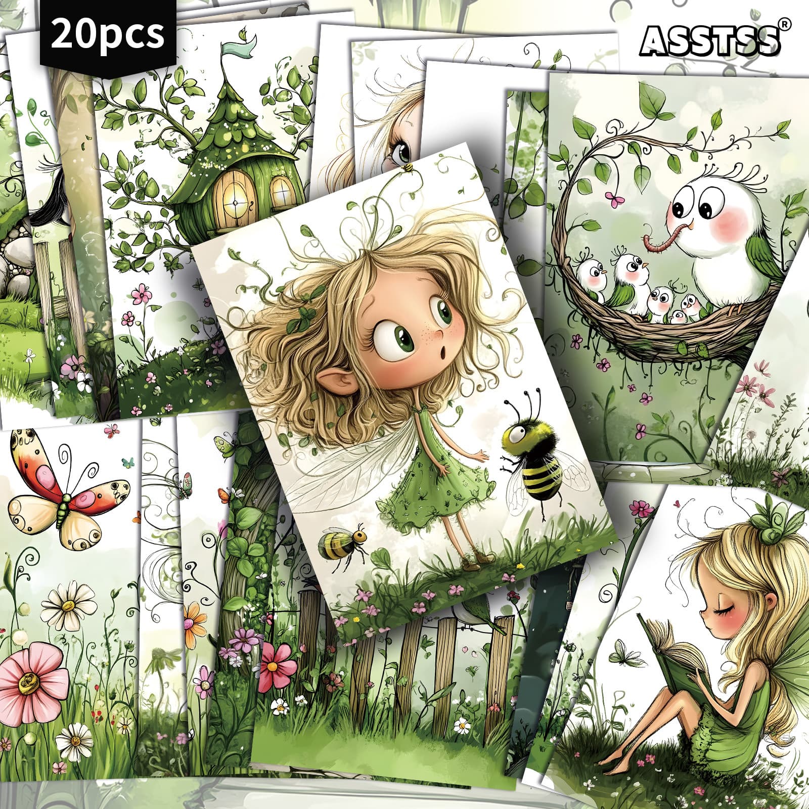 TEMU 20-pack Asstss Gift Cards - 4x6 Inches Retro Junk Journal Paper, Classic Pinup Illustrations, Collectible Decorative Painting Cards For Scrapbooking & Crafting