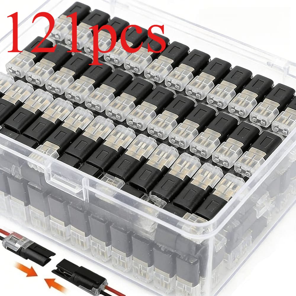 TEMU 121pcs 2-pin Directional Led Wire Connectors, Quick Lock Plug-and-play Cable Connector Up To 36v, Compact Durable Terminal For Lighting Outdoor Wiring