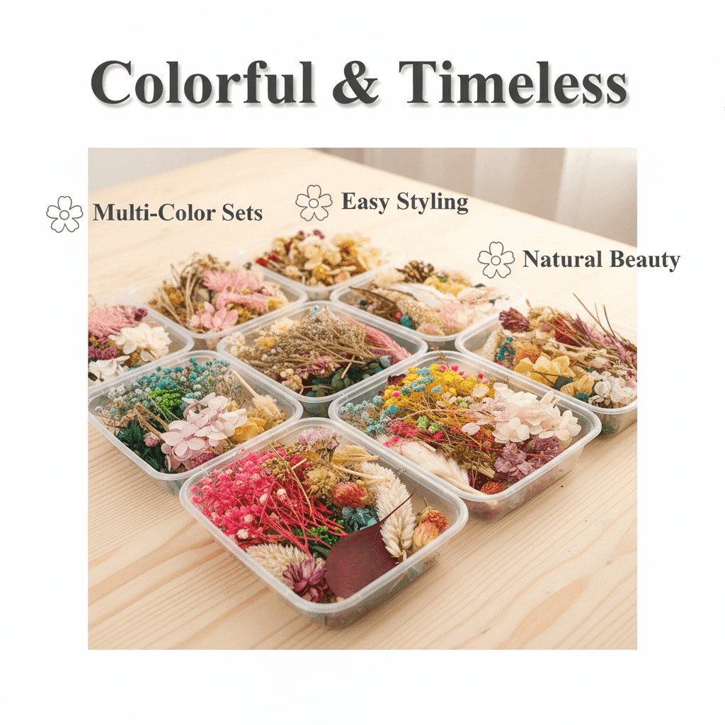 TEMU Dried Flower Set Assorted, Flower Set , Styles Decoration Wrapping Scrapbooking Home Decor Supplies