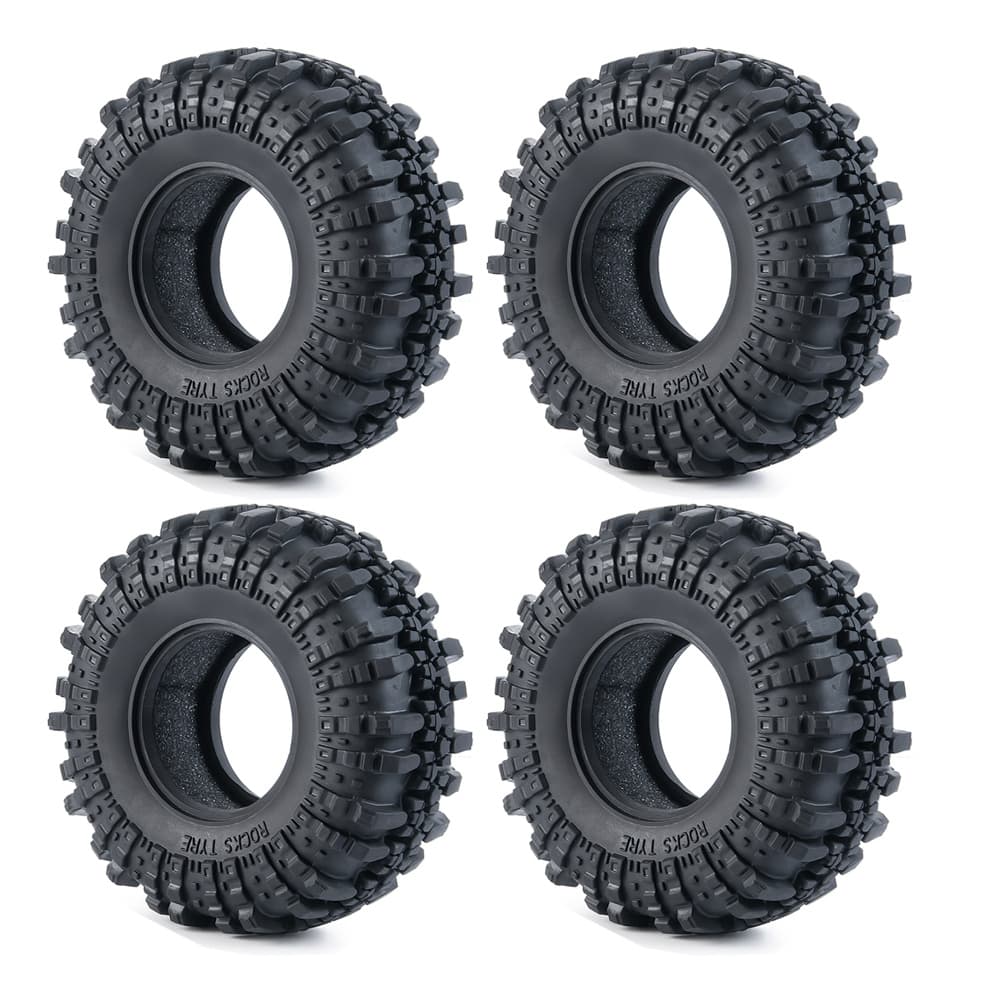 TEMU 4pcs 107mm Tire Tyre With Foam For Rc 1/10 1.9 Inch Wheel Scx10 D90 -4 90046 Car