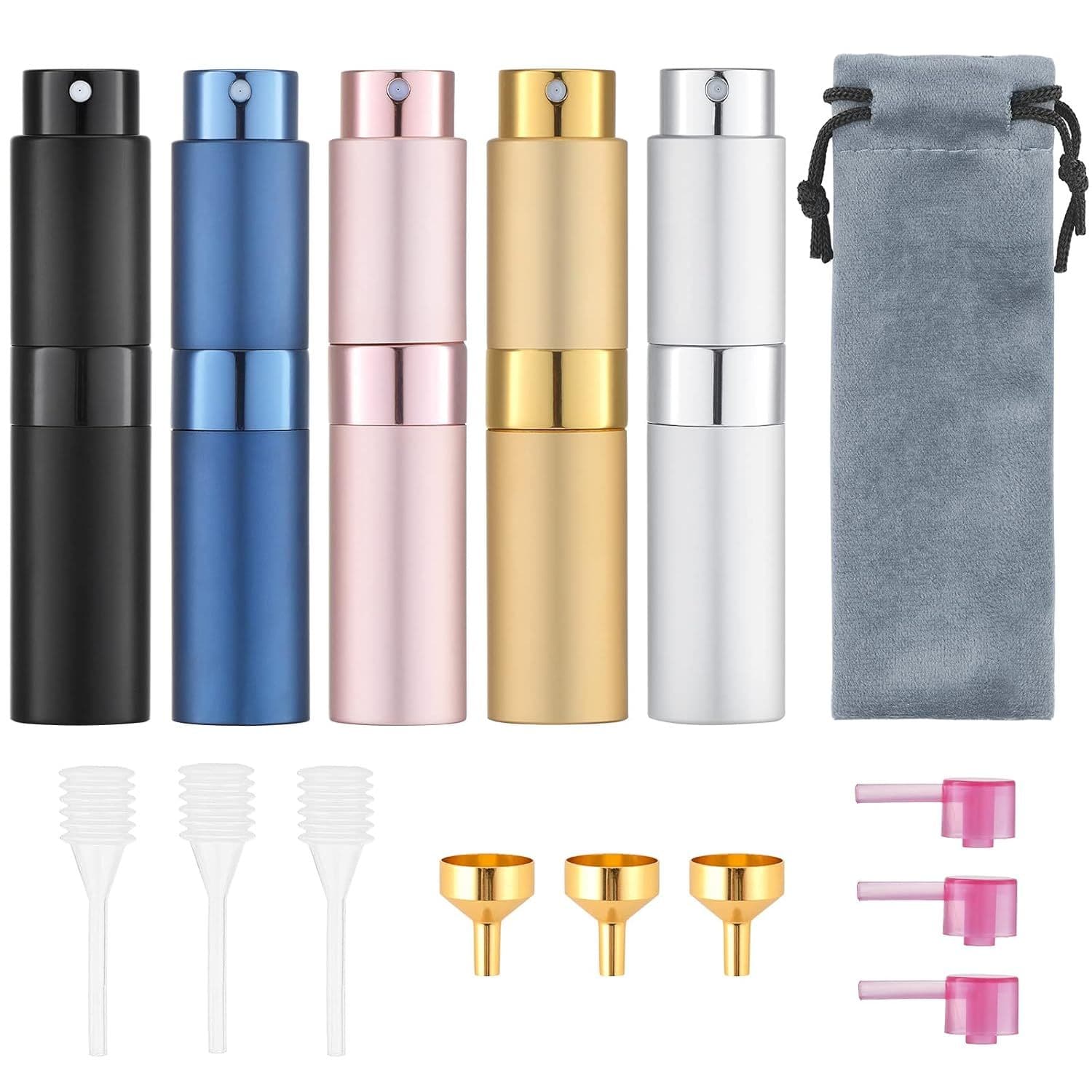 TEMU 5pcs Travel Perfume Atomizer Refillable 8ml, Travel Cologne Sprayer Mini Perfume Empty Small Bottle (5 Colors)