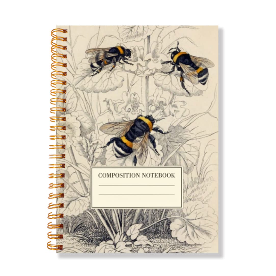 TEMU Subject Notebook Spiral Journal, 1pc Composition Notebook, A5, Vintage Illustration, For , Portable , Nice Gift For Insect Lovers