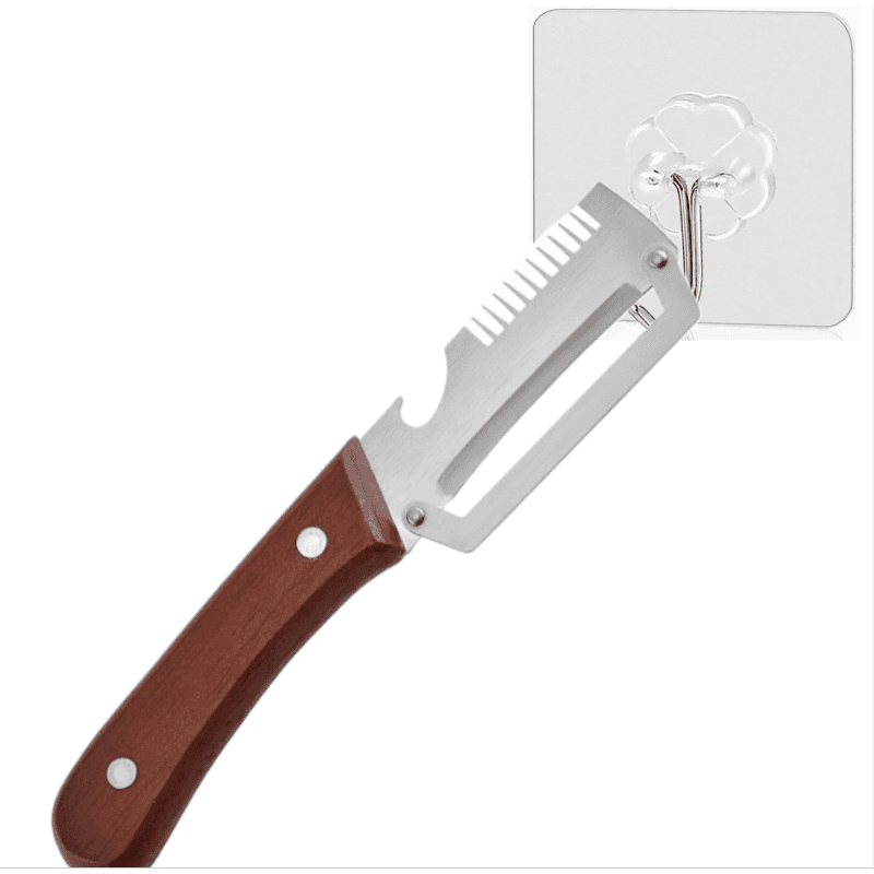 TEMU Stainless Steel Multifunctional Vegetable Peeler Bottle Opener With Storage Hook, Labor-saving And Convenient Kitchen Tool, Suitable For Right-handed Use, Universal For Fruits And Vegetables